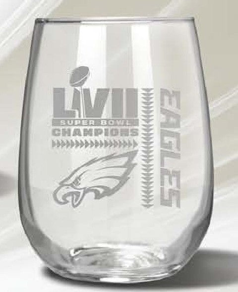 Philadelphia Eagles Super Bowl LVII Etched Wine Glass