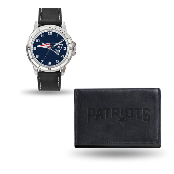 New England PATRIOTS BLACK WATCH AND WALLET (Rico) - 757 Sports Collectibles