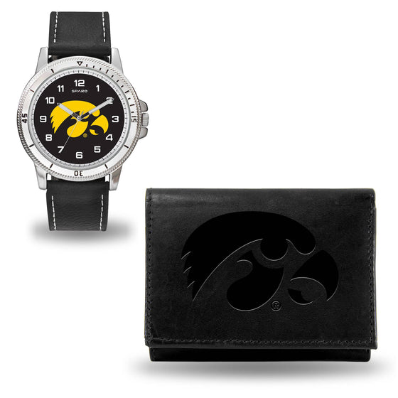 IOWA Hawkeyes BLACK WATCH AND WALLET (Rico) - 757 Sports Collectibles