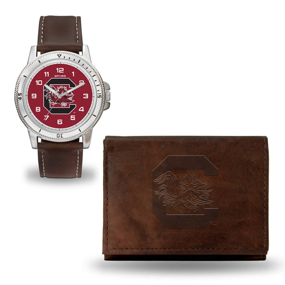 SOUTH CAROLINA USC Gamecocks BROWN WATCH AND WALLET (Rico) - 757 Sports Collectibles