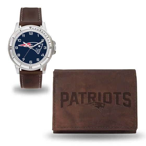 New England PATRIOTS BROWN WATCH AND WALLET (Rico) - 757 Sports Collectibles