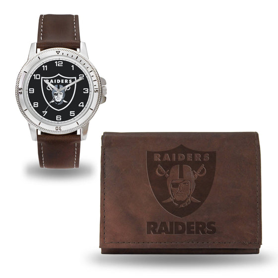 Oakland RAIDERS BROWN WATCH AND WALLET (Rico) - 757 Sports Collectibles