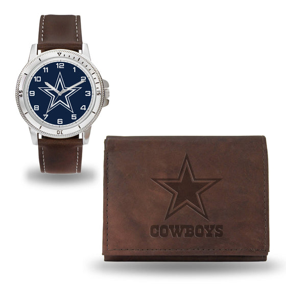 Dallas COWBOYS BROWN WATCH AND WALLET (Rico) - 757 Sports Collectibles