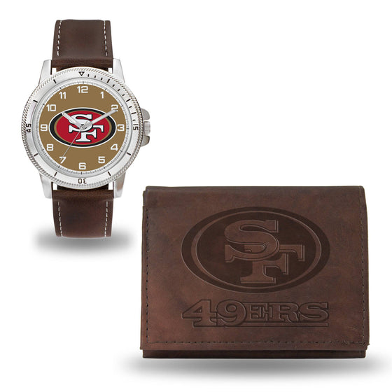 San Francisco 49ERS BROWN WATCH AND WALLET (Rico) - 757 Sports Collectibles