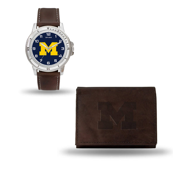 MICHIGAN BROWN WATCH AND WALLET (Rico) - 757 Sports Collectibles