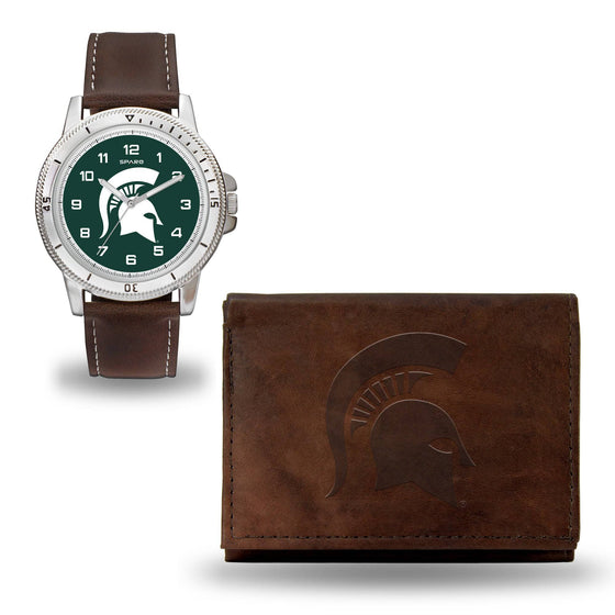 MICHIGAN STATE BROWN WATCH AND WALLET (Rico) - 757 Sports Collectibles