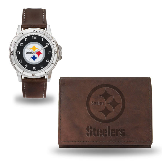 Pittsburgh STEELERS BROWN WATCH AND WALLET (Rico) - 757 Sports Collectibles