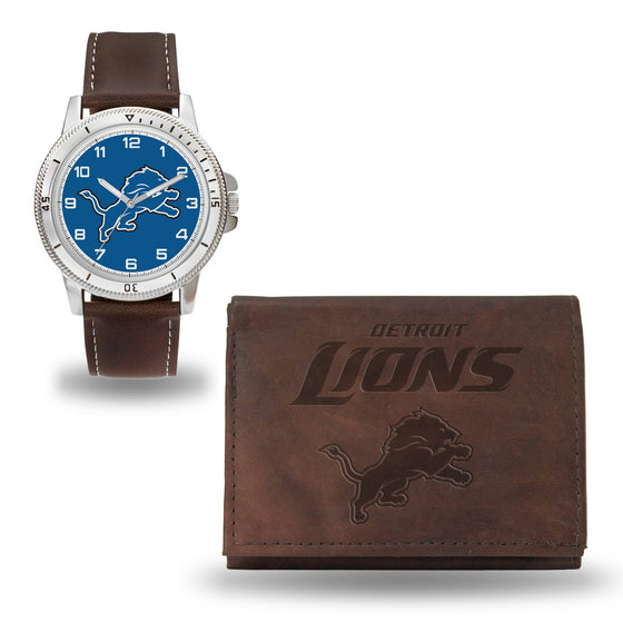 Detroit LIONS BROWN WATCH AND WALLET (Rico) - 757 Sports Collectibles