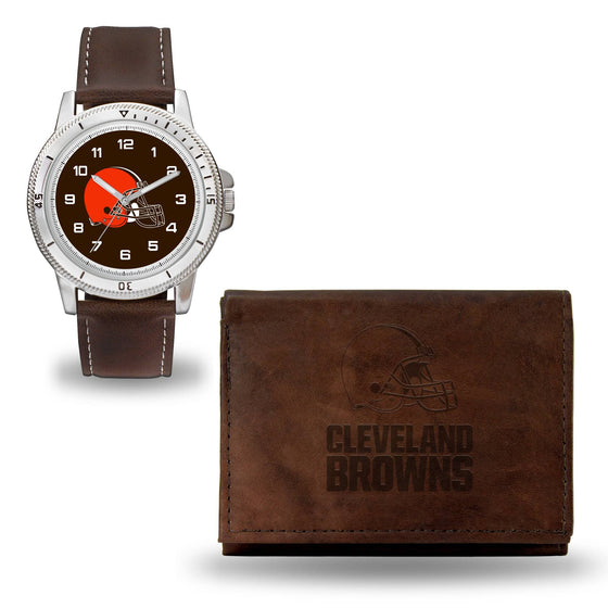 Cleveland BROWNS BROWN WATCH AND WALLET (Rico) - 757 Sports Collectibles