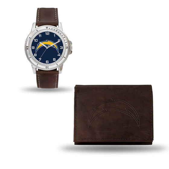 LOS ANGELES CHARGERS BROWN WATCH AND WALLET (Rico) - 757 Sports Collectibles