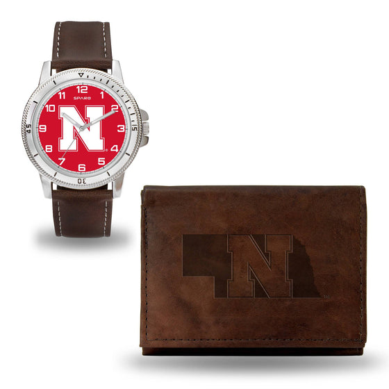 NEBRASKA BROWN WATCH AND WALLET (Rico) - 757 Sports Collectibles