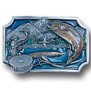 Fly Fishing Enameled Belt Buckle (SSKG) - 757 Sports Collectibles