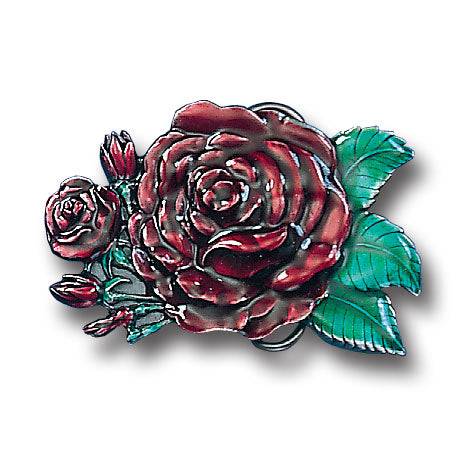 Rose (Free Form) Enameled Belt Buckle (SSKG) - 757 Sports Collectibles