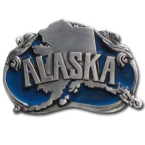 Alaska State Enameled Belt Buckle (SSKG) - 757 Sports Collectibles