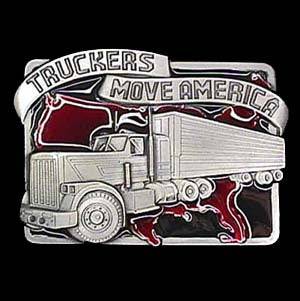 Truckers Move America Enameled Belt Buckle (SSKG) - 757 Sports Collectibles