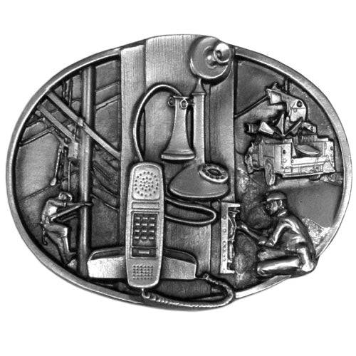 Telephone Worker Antiqued Belt Buckle (SSKG) - 757 Sports Collectibles