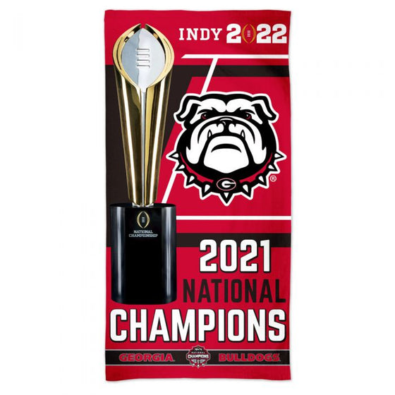 NATIONAL FOOTBALL CHAMPIONS GEORGIA BULLDOGS COLLEGE FOOTBALL PLAYOFF SPECTRA BEACH TOWEL 30" X 60"