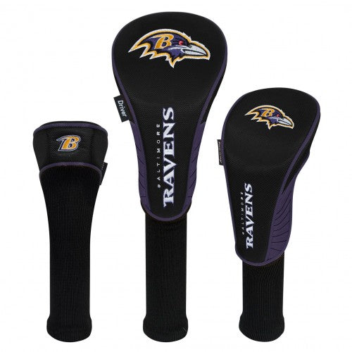 Baltimore Ravens Headcovers - Set of 3 -  Driver, Fairway, Hybrid