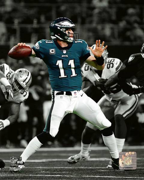 Philadelphia Eagles Carson Wentz 8x10 Photo Action Spotlight Throw Set Up Sideways