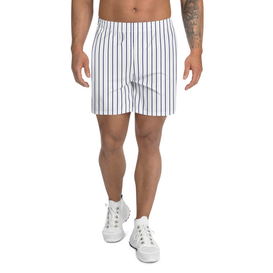 Navy Blue Pinstripe Baseball Style - Men's Athletic Shorts - All Sizes - 757 Sports Collectibles