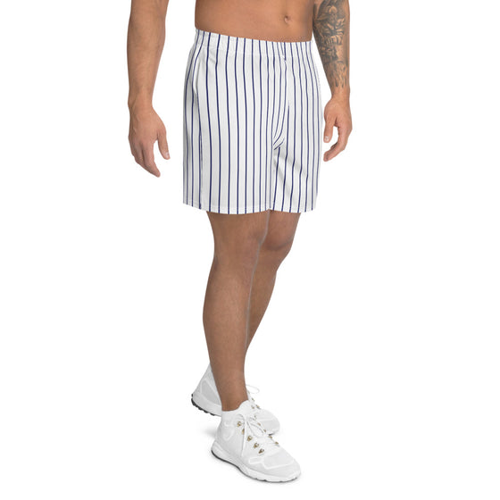 Navy Blue Pinstripe Baseball Style - Men's Athletic Shorts - All Sizes - 757 Sports Collectibles