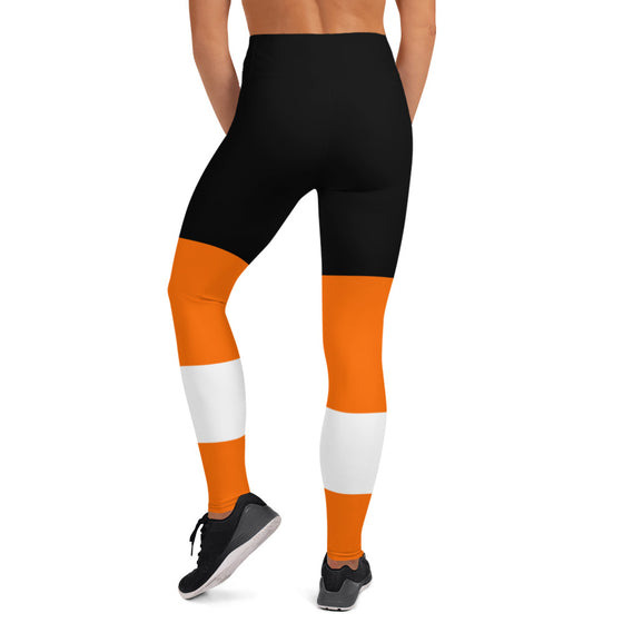 Orange & Black Philadelphia Hockey Style - Yoga Pants Leggings - Multiple Sizes - 757 Sports Collectibles