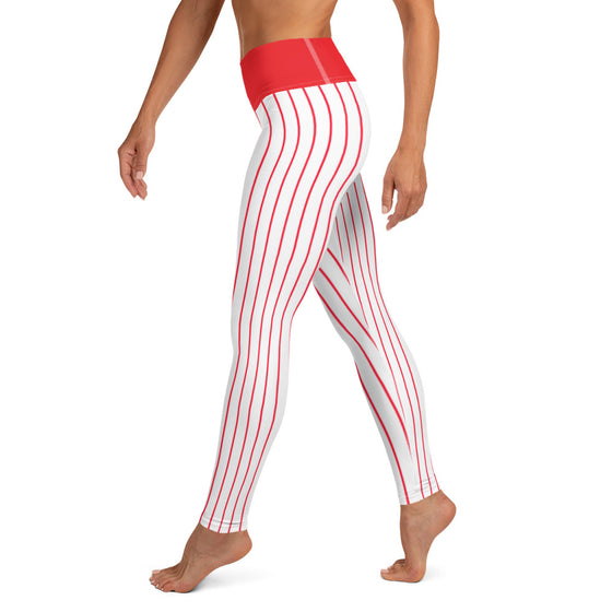 Red Philadelphia Baseball Pinstripes Baseball Look - Yoga Pants Leggings - All Sizes - 757 Sports Collectibles