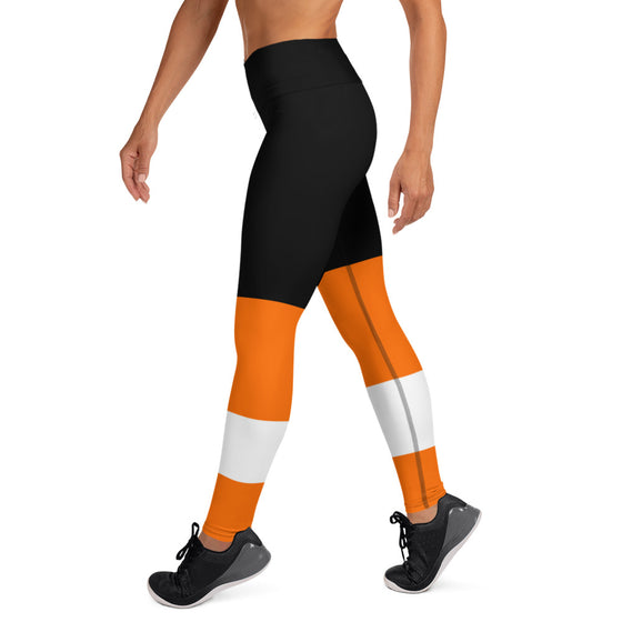 Orange & Black Philadelphia Hockey Style - Yoga Pants Leggings - Multiple Sizes - 757 Sports Collectibles