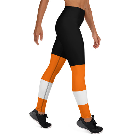 Orange & Black Philadelphia Hockey Style - Yoga Pants Leggings - Multiple Sizes - 757 Sports Collectibles