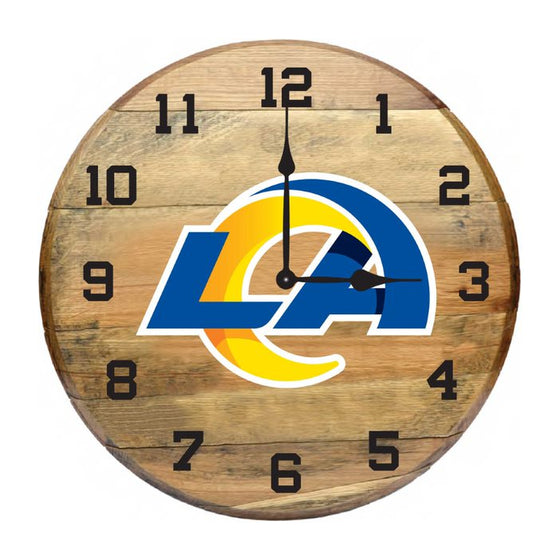 Los Angeles Rams Oak Barrel Clock