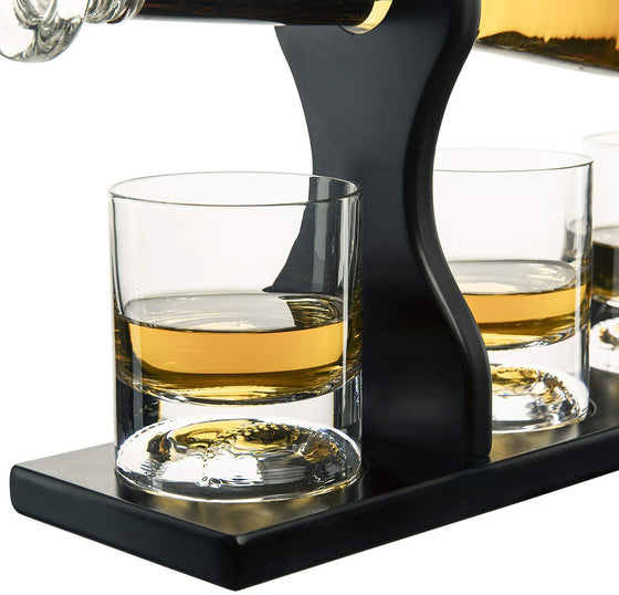 Baseball Bat Whiskey Decanter Set with 4 Baseball Glasses - 757 Sports Collectibles