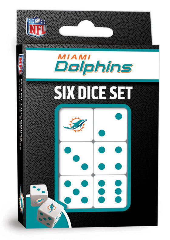 NFL Miami Dolphins 6 Piece D6 Gaming Dice Set