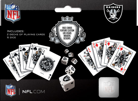 Las Vegas Raiders NFL 2-Pack Playing cards & Dice set