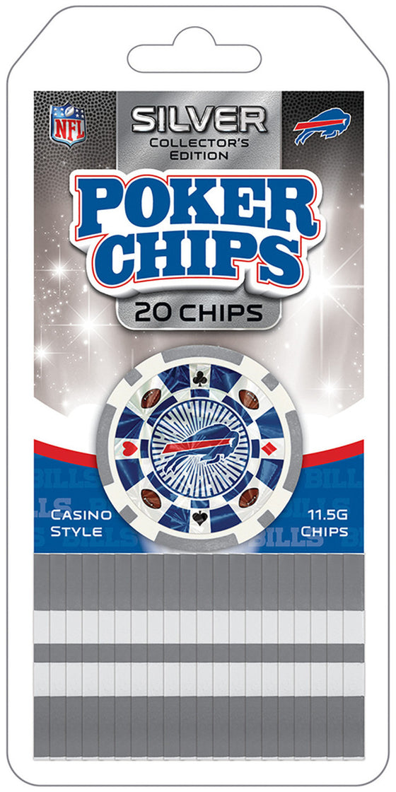 Buffalo Bills 20 Piece NFL Poker Chips - Silver Edition