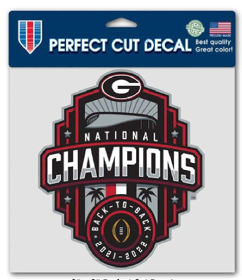 Georgia Bulldogs 2022-23 National Champions Back to Back 8x8 Perfect Cut Decal - 757 Sports Collectibles