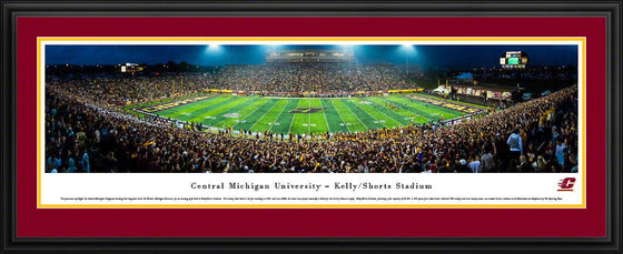 Central Michigan Football - 50 Yard Line - Deluxe Frame - 757 Sports Collectibles