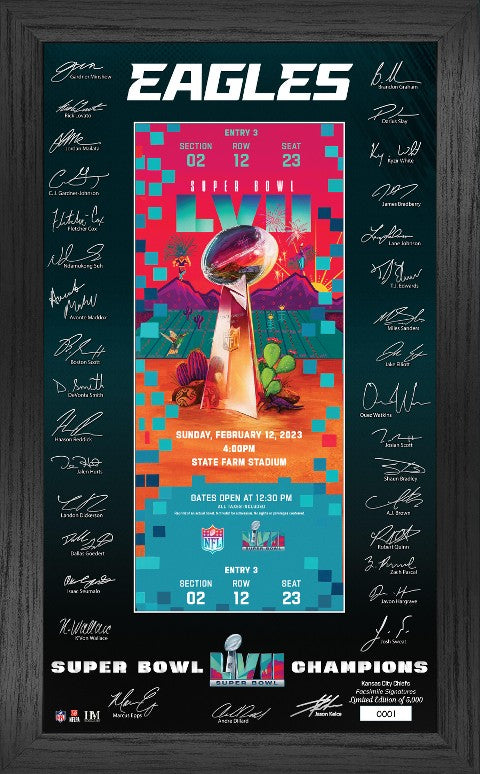 Philadelphia Eagles Super Bowl LVII Champions Signature Ticket Frame