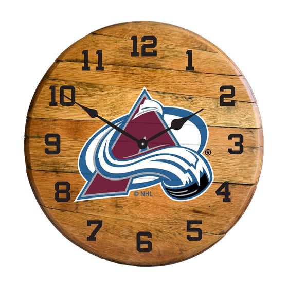 Colorado Avalanche Oak Barrel Clock