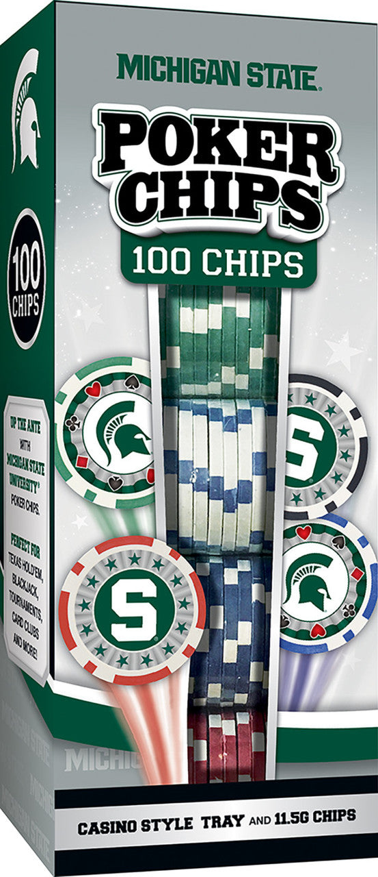 Michigan State Spartans 100 Piece NCAA Poker Chips