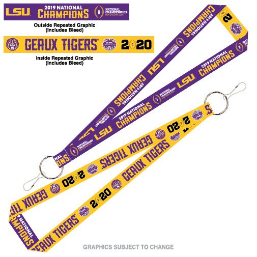 Louisiana State LSU Tigers 2019-2020 NCAA Football National Champions 1"x17" Lanyard