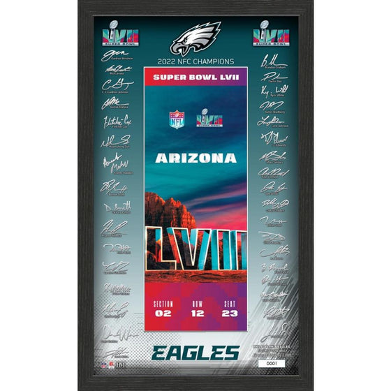 Philadelphia Eagles Super Bowl LVII NFC Champions Signature Ticket Frame