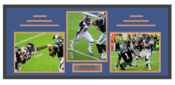 Denver Broncos Von Miller Super Bowl Strip Sack 3 8x10 Photos Framed Piece 16x34