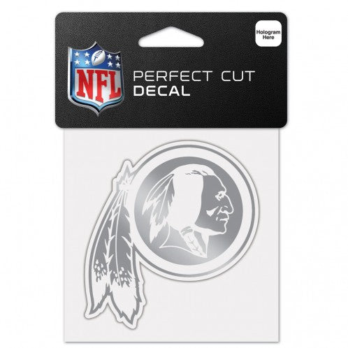 WASHINGTON REDSKINS SILVER DECAL METALLIC4" X 4"