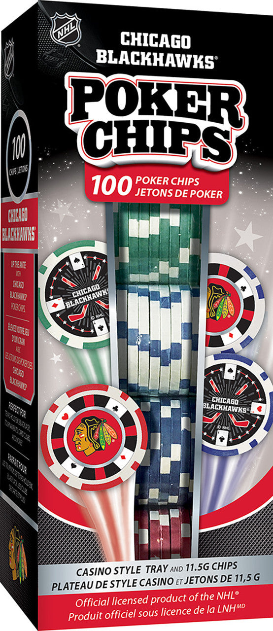 Chicago Blackhawks 100 Piece NHL Poker Chips