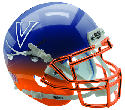 Virginia Cavaliers Schutt XP Mini Helmet - Navy Orange Featherhead with Chrome Mask