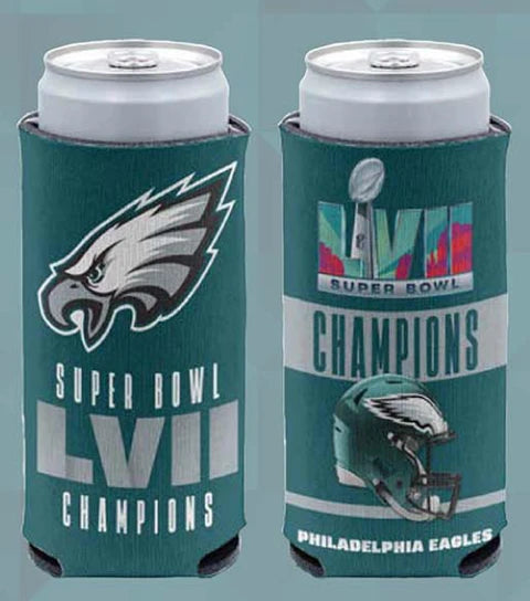 Philadelphia Eagles Super Bowl LVII 12 oz Slim 2-Sided Can Cooler Champs