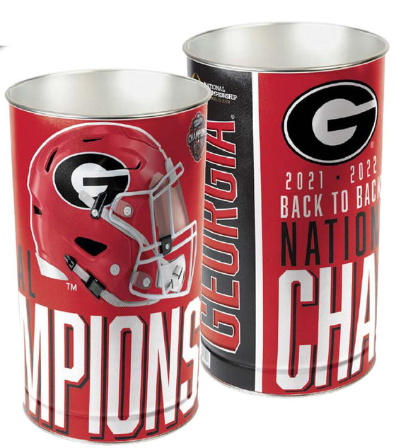 Georgia Bulldogs 2022-23 National Champions Back to Back Wastebasket 15" - 757 Sports Collectibles