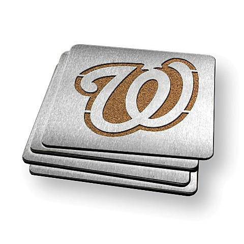 Washington Nationals Boaster Set of 4 Stainless Steel Cork Backed Coasters - 757 Sports Collectibles