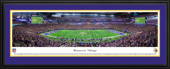 MN ViKings - Center Ice - 1st Game at US Bank Stadium - Deluxe Frame - 757 Sports Collectibles