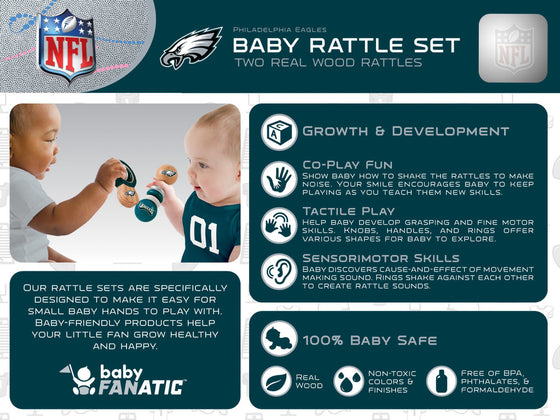 Philadelphia Eagles NFL Baby Fanatic Rattle 2-Pack